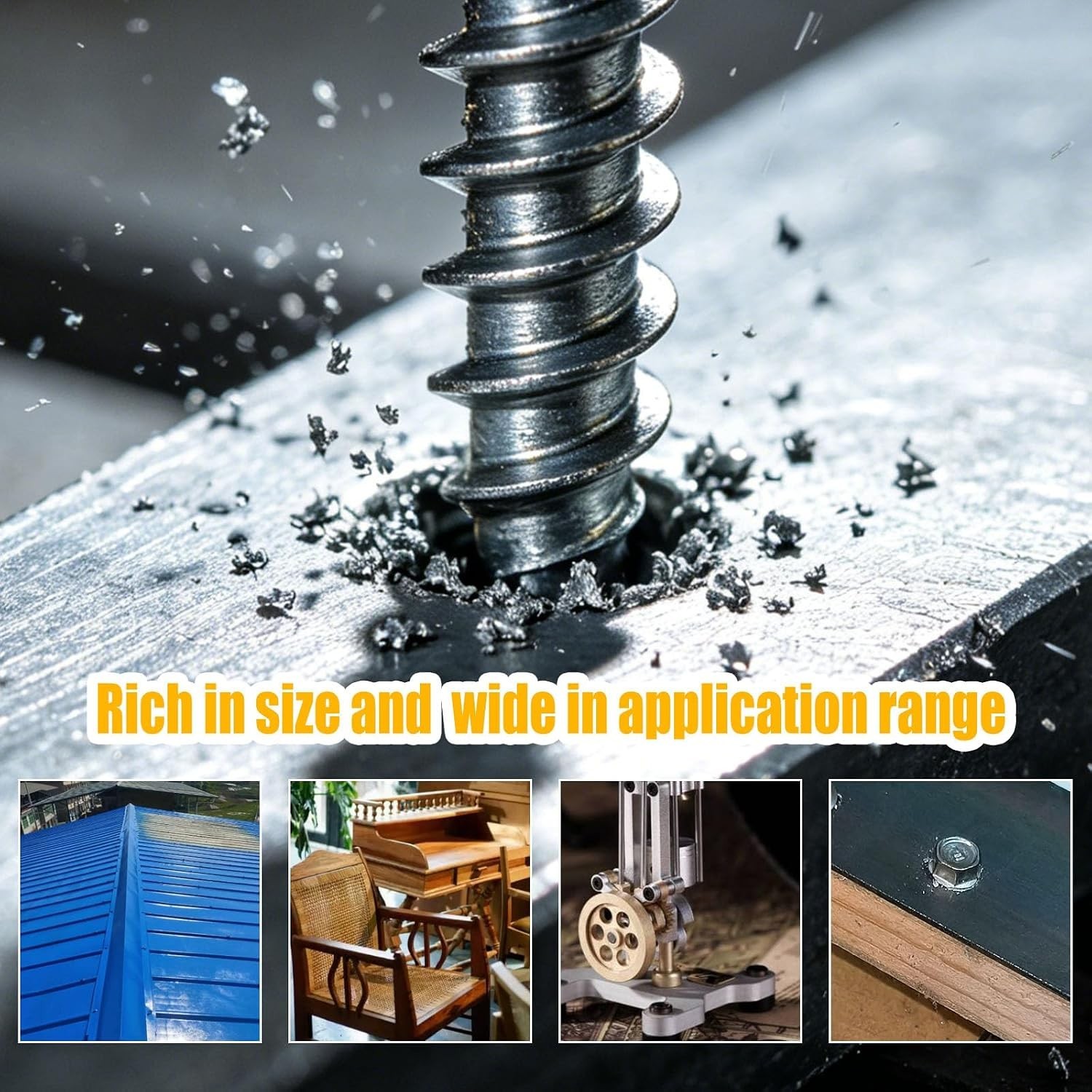 210Pcs ＃8×1″ Self Tapping Screws for Metal,410 Stainless Steel,Metal Screws Self