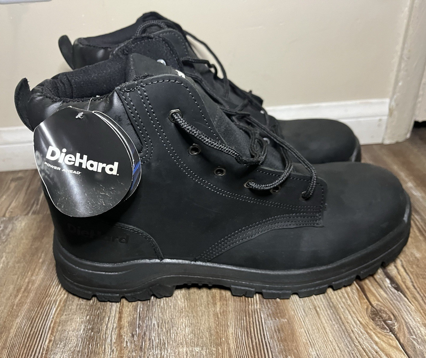 DieHard Lace-Up Work Boots Black, Size 14