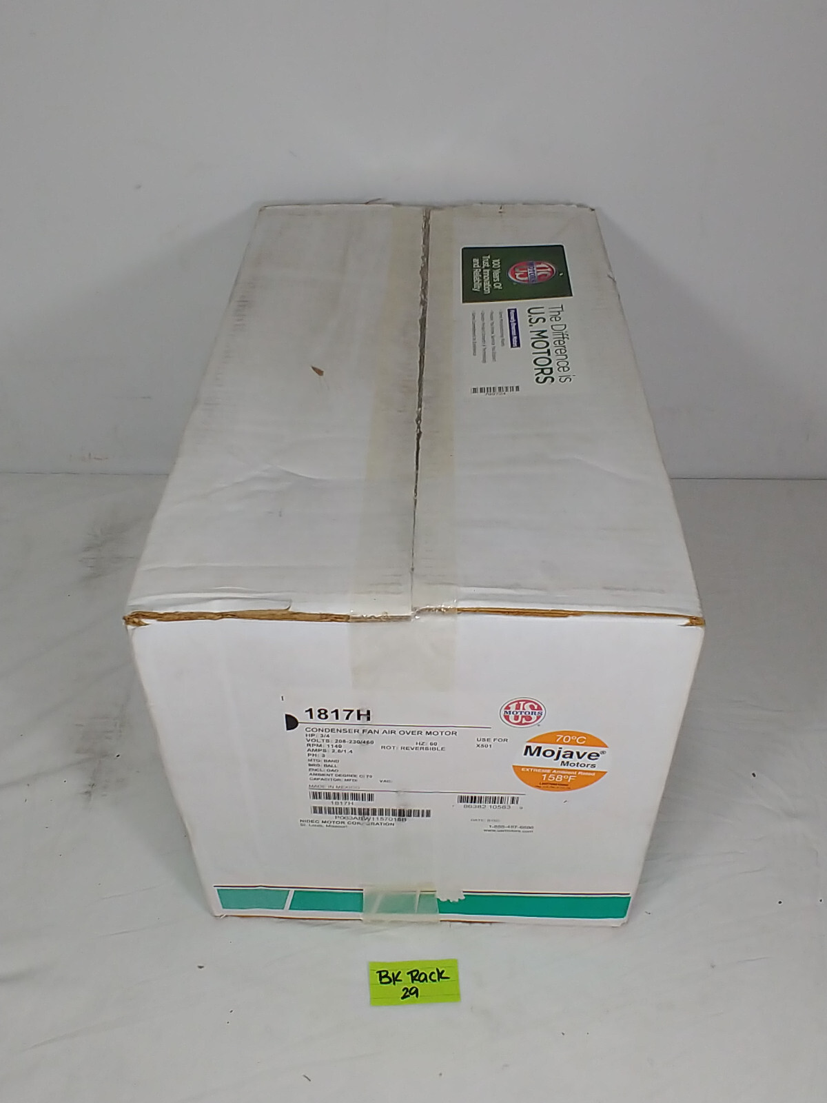 US Motors 1817H Mojave 600W Condenser Motor 56Z 1140 RPM 3/4 HP 208V-230V/460V