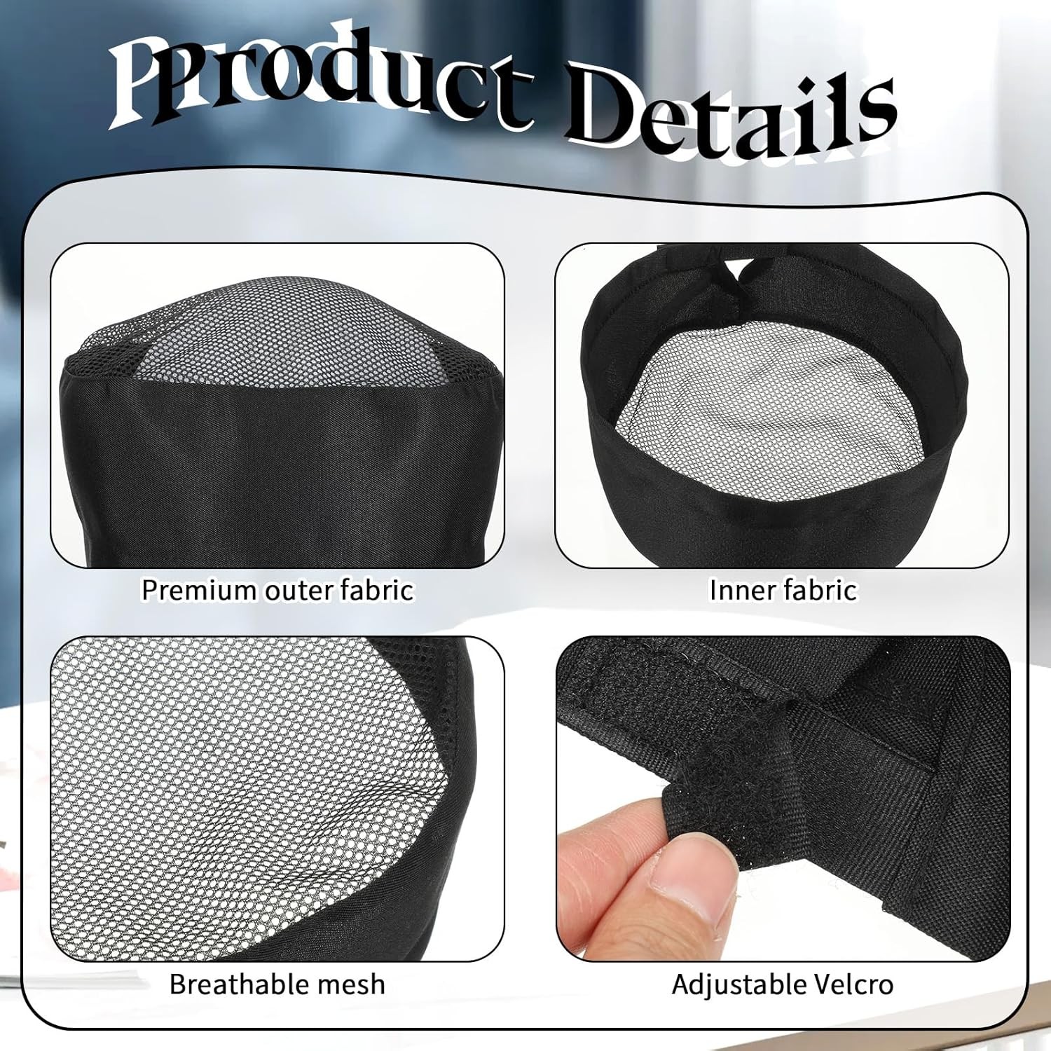 10 Pcs Unisex Chef Hats for Men Women Adult, Chef Skull Cap, Adjustable & Breath