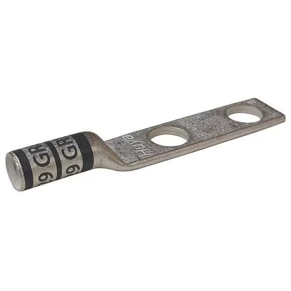 Manufacturer Varies Two-Hole Compression Lug, 4 AWG Max, #10 Stud, Long Barrel,