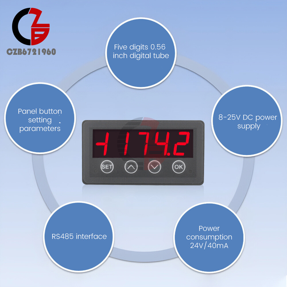 MODBUS-RTU Communication Display Meter RS485 Master-Slave-Monitorable DC 8-25V