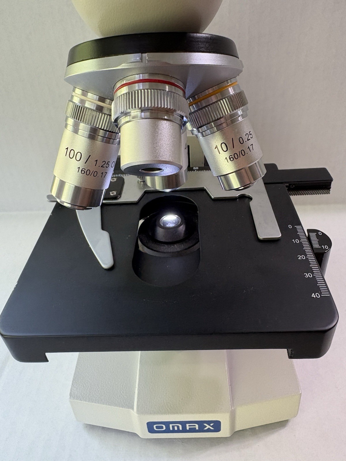 OMAX M82E Binocular Compound Microscope LED Mechanical Stage 4X 10X 40X 100X