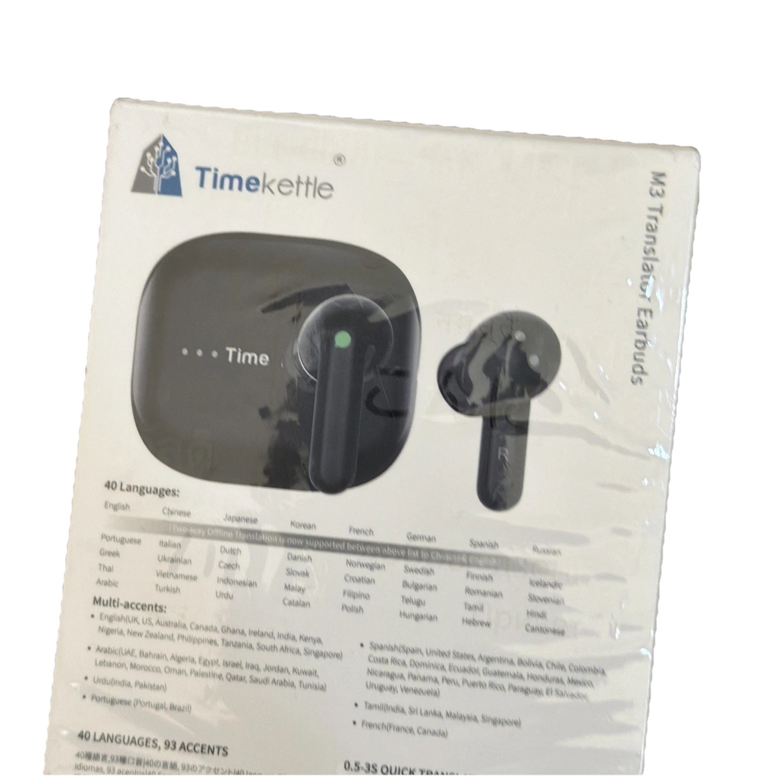 Timekettle M3 Translator Earbuds, Two-Way Device with App, 40 Languages Black