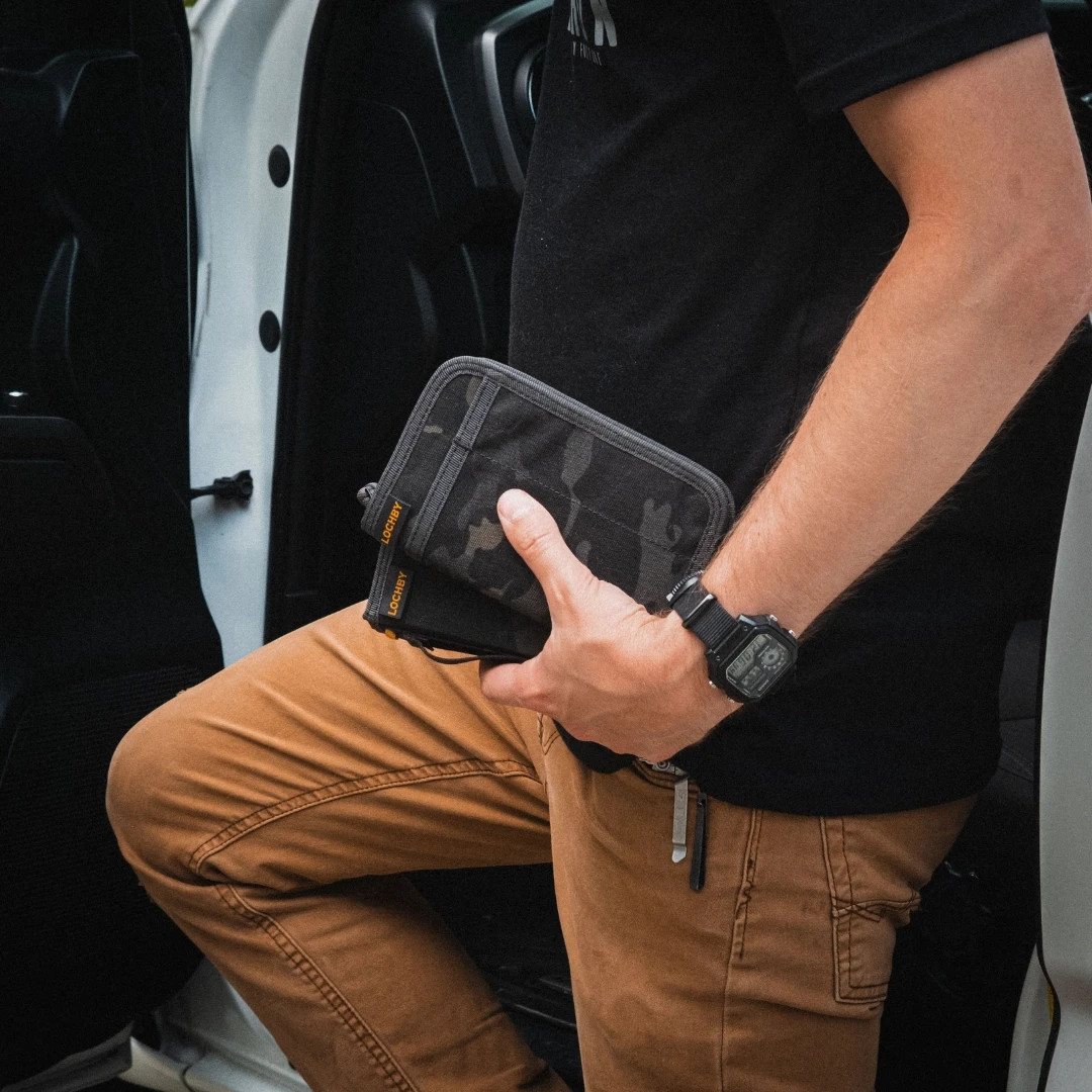 LOCHBY Pocket Journal Black Camo | Notebook Cover | Water Resistant Waxed Canvas