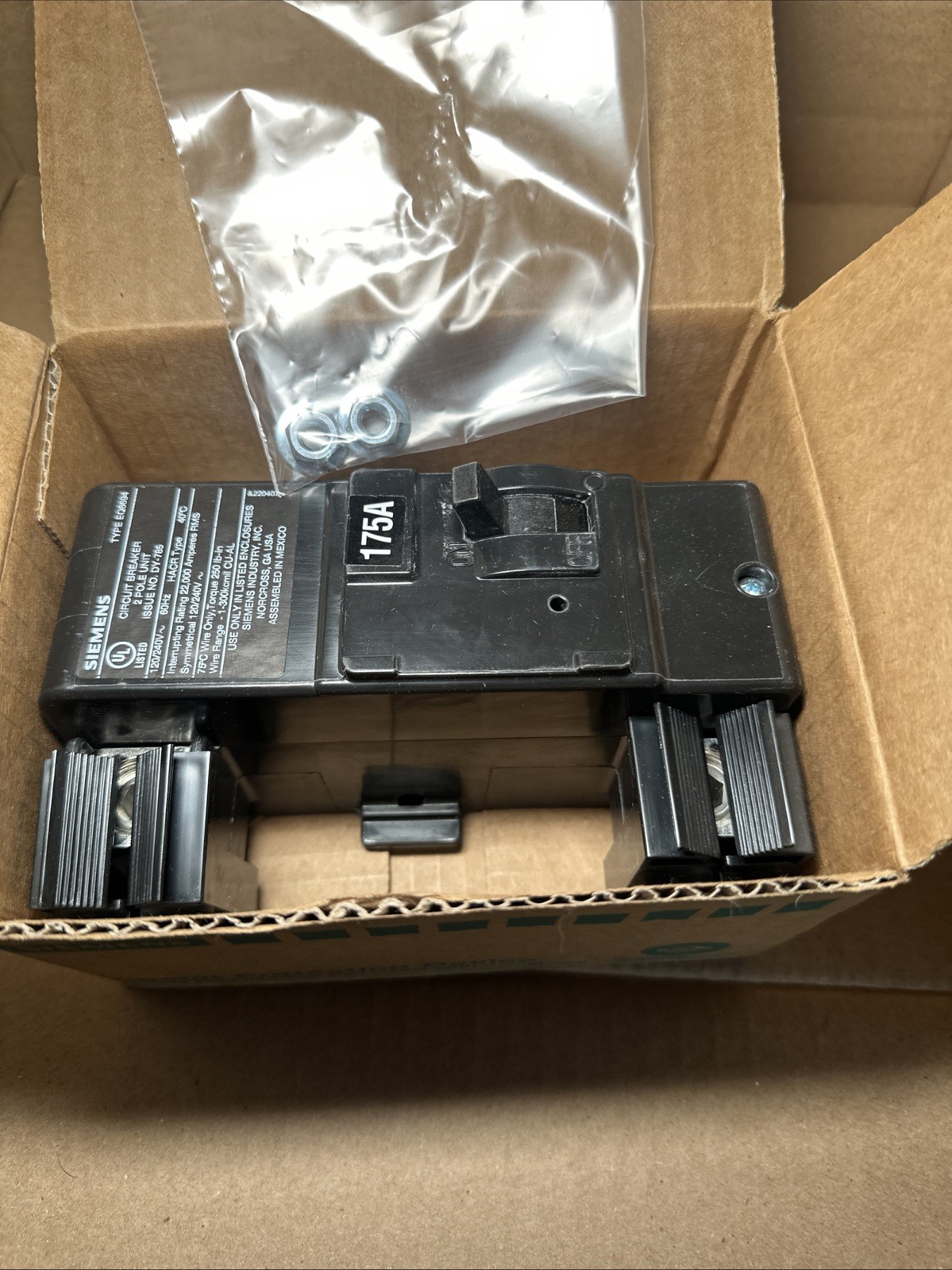Siemens MBK175A Main Circuit Breaker 175Amp 2-Pole 120/240v New