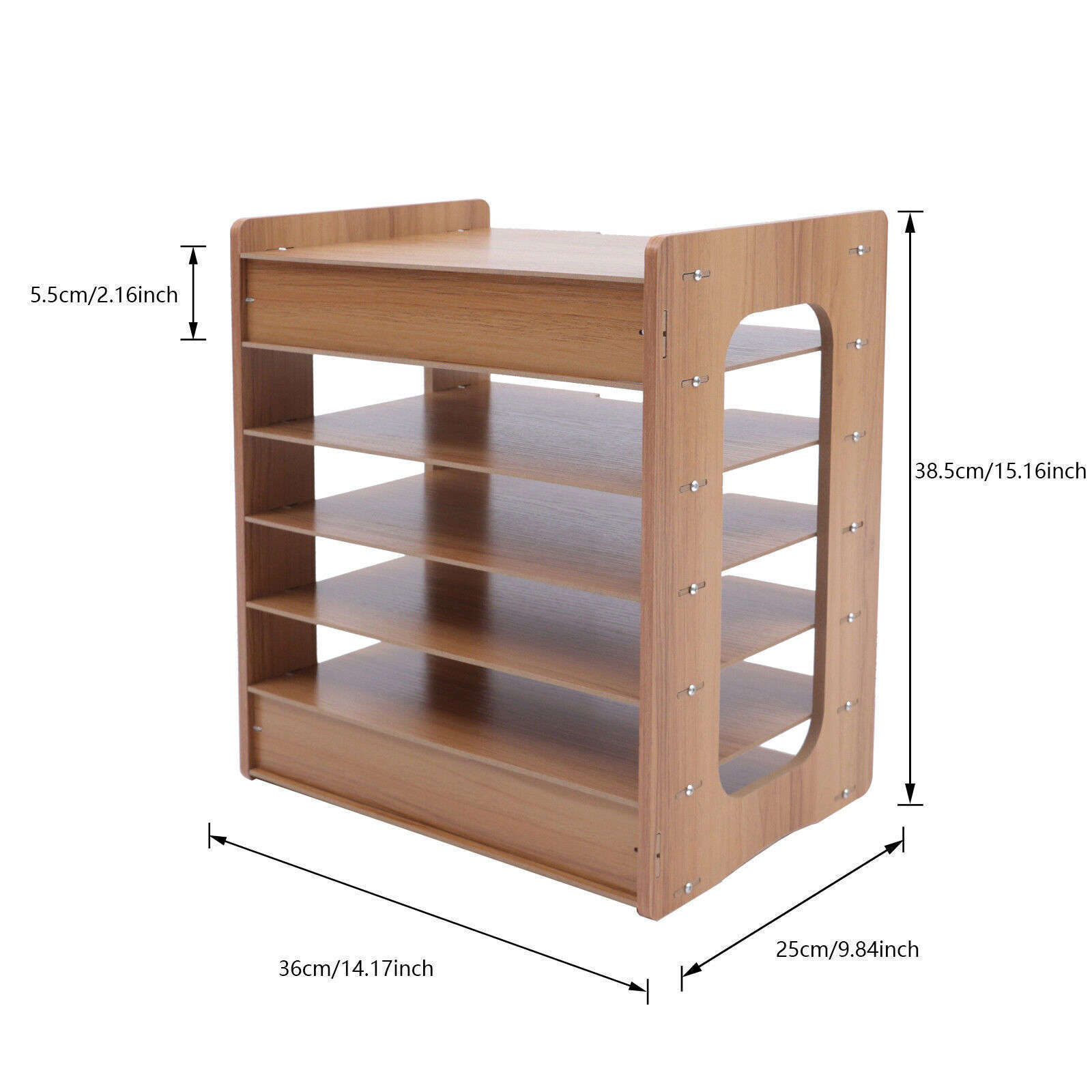 7 Tier Wood Desktop Paper Organizer File Document Storage Shelf for Home Office