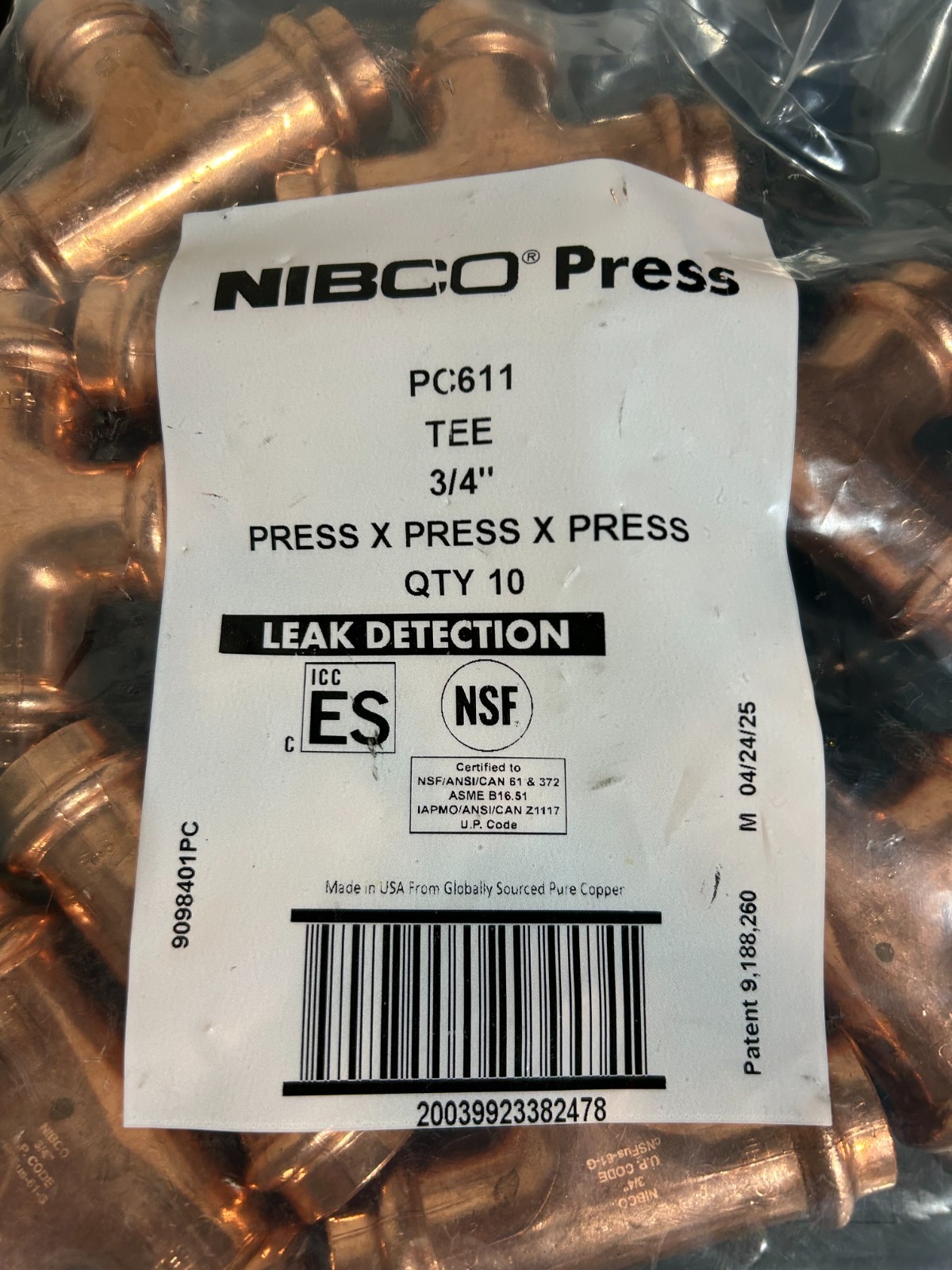 PROPRESS NIBCO VIEGA QTY (30) 3/4″ PRO PRESS COPPER FITTINGS *MADE IN USA GER*
