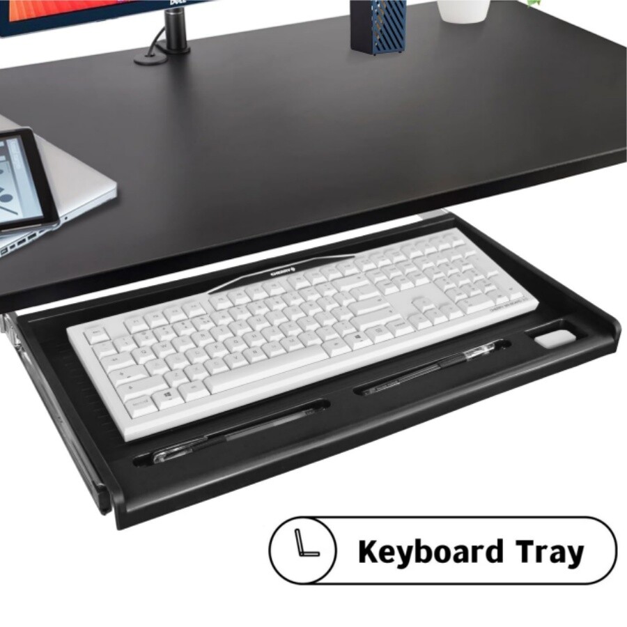 Slide Out Under Desk Keyboard Tray Pull Out Keyboard Drawer Shelf w/ Pen Holder