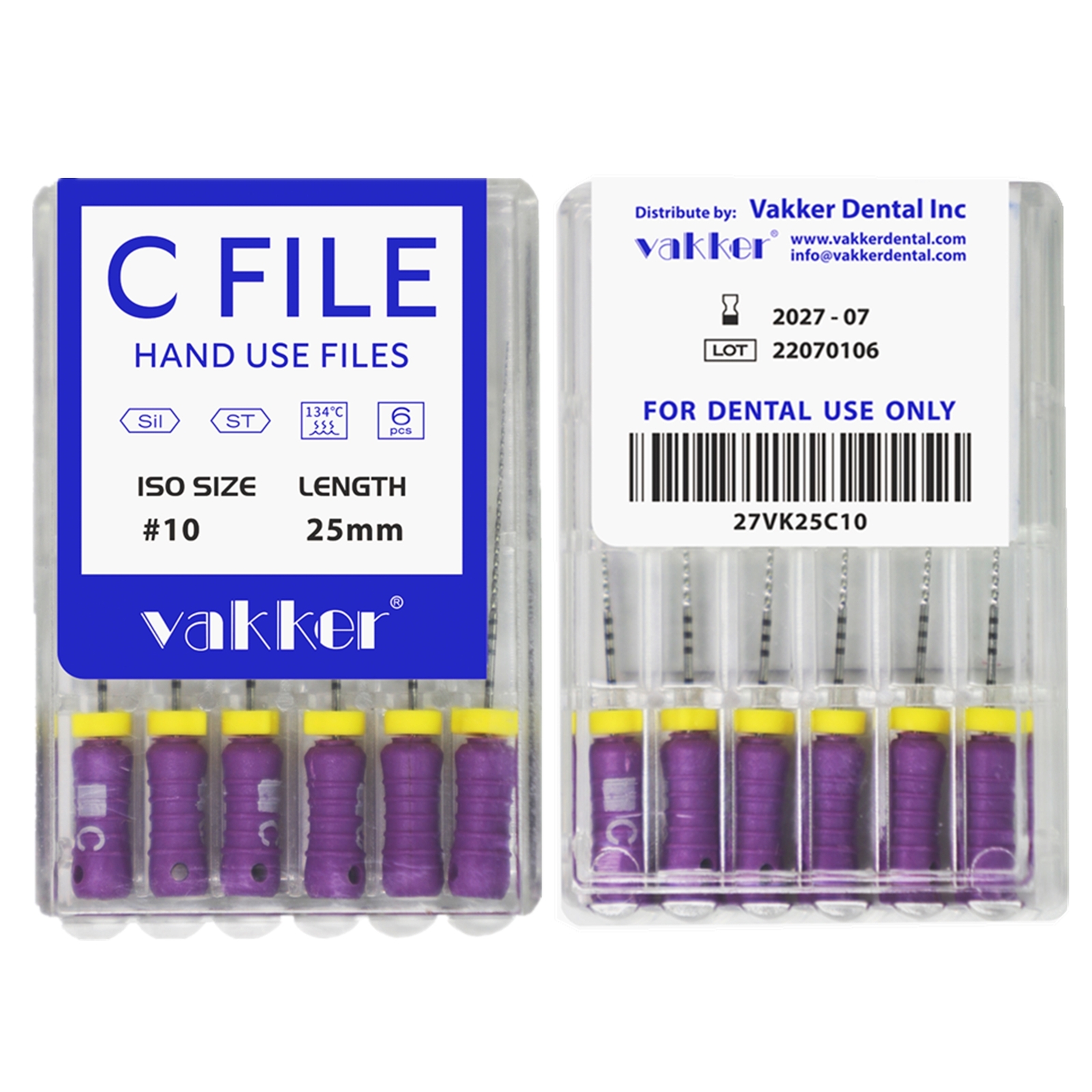 Vakker Dental Rotary Endo Files Stainless Steel C Files Root Canal 21/25mm
