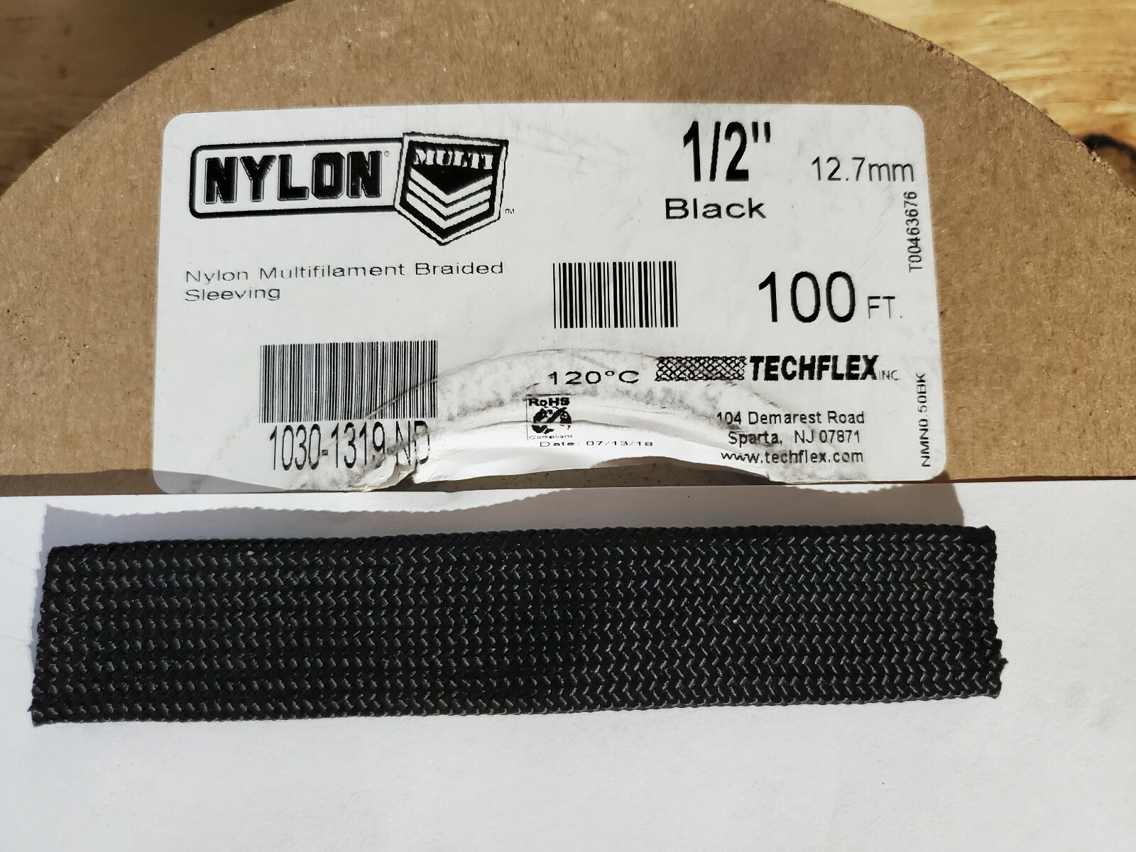 Techflex NMN0.50BK100 1/2″(12.7mm) Nylon Multifilament Braided Sleeving -1FT per
