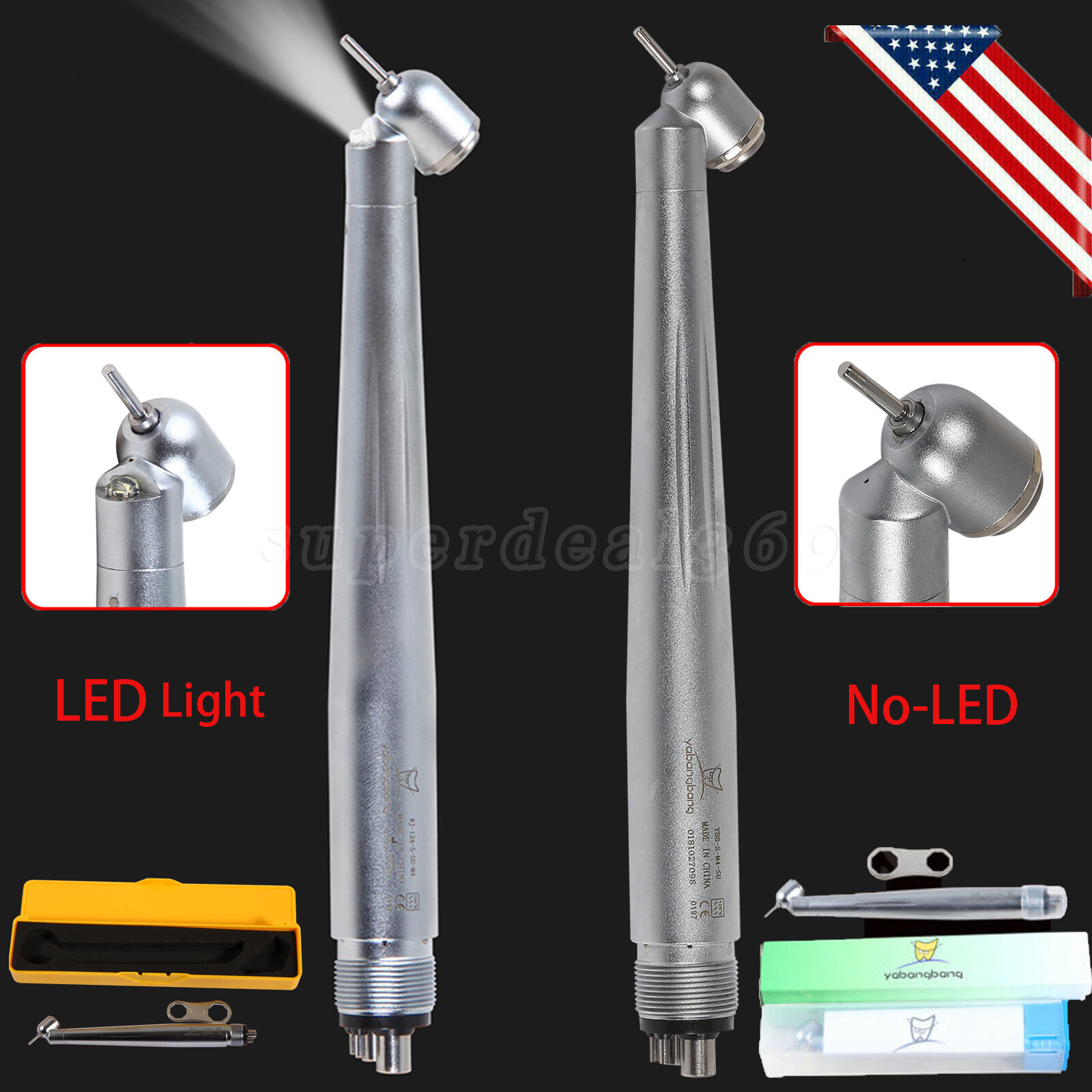 LED E-generator /No-LED Dental 45 Degree Handpiece High Speed 4Holes Turbine OR