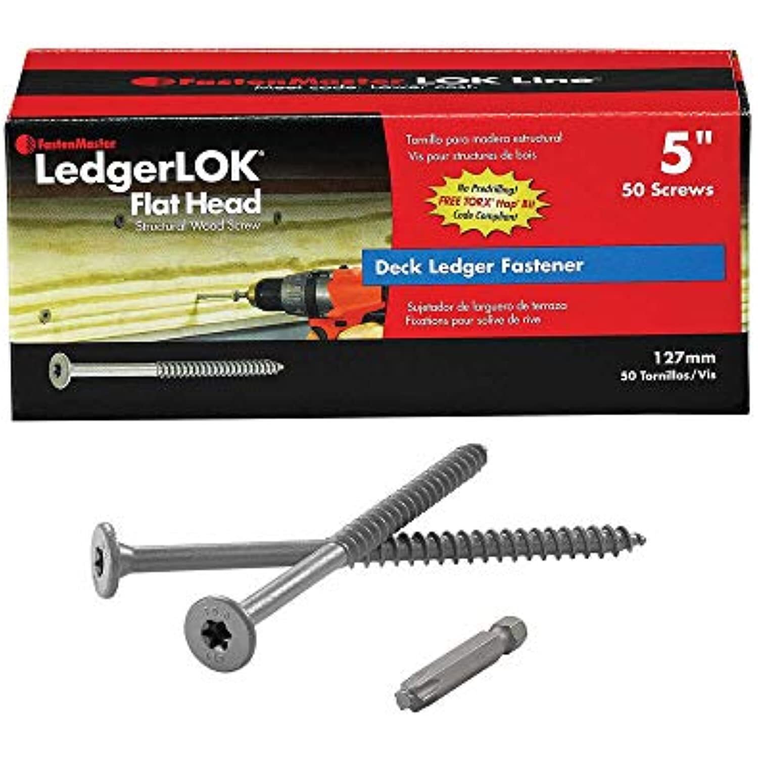 FastenMaster LedgerLok Flat Head Wood Screw – Box of 50 – 5″