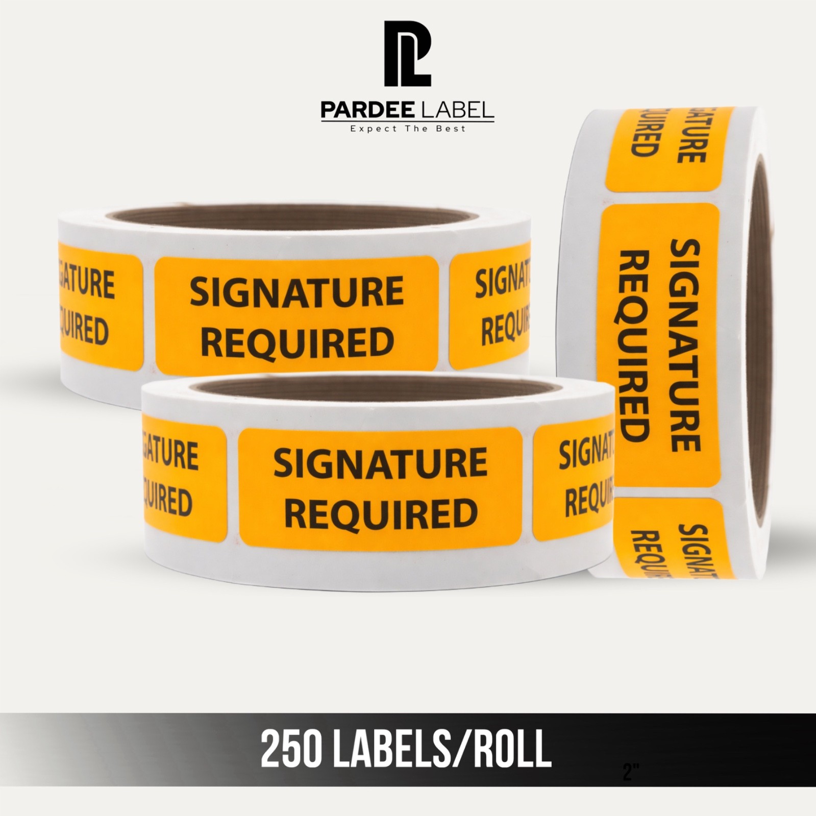 Signature Required Stickers Neon Orange 1×1-1/2″ in – 250 Labels/Roll