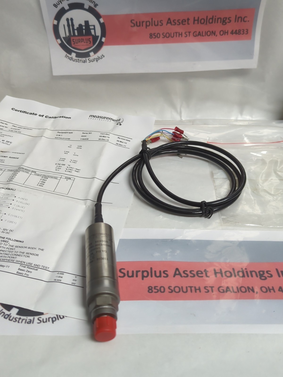 MEASUREMENT SPECIALTIES,P941-0002-01M0,PRESSURE SENSOR PRE-OWNED