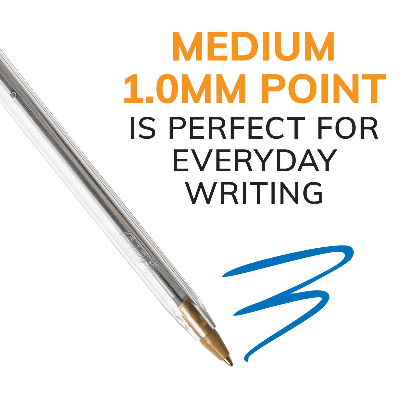 BIC Cristal Xtra Smooth Ballpoint Pen, Medium 10 Count (Pack of 1), Blue Ink