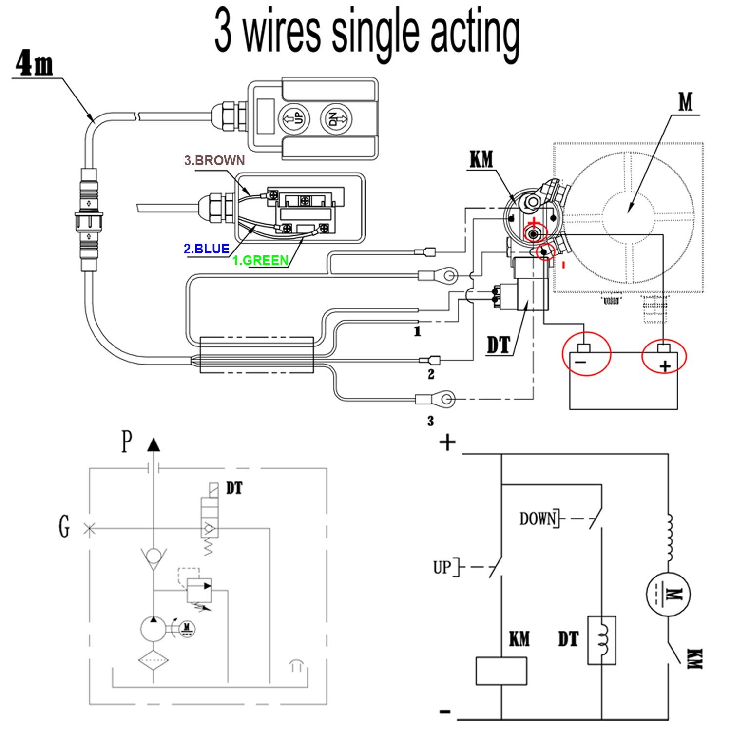 Dump Trailer Remote Switch 3 Wire 12V DC Hydraulic Pump Up Down Controller