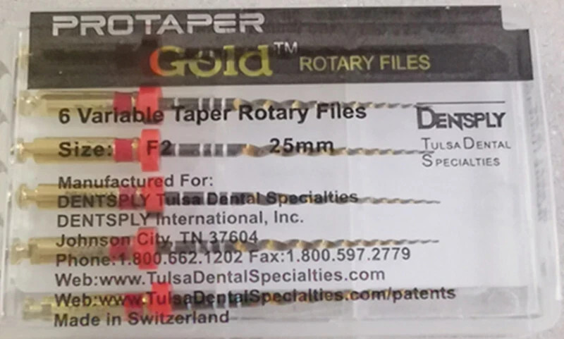 Dentsply ProTaper Gold Rotary Files F1,F2,F3,S1,S2,SX-F3, SX19 25mm 6 file pkg 1