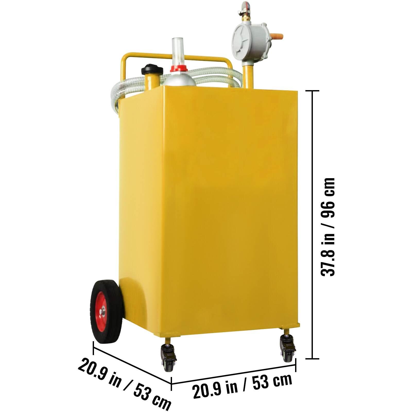 30 Gallon Fuel Caddy Fuel Storage Tank 4 Wheels with Manuel Pump, Yellow