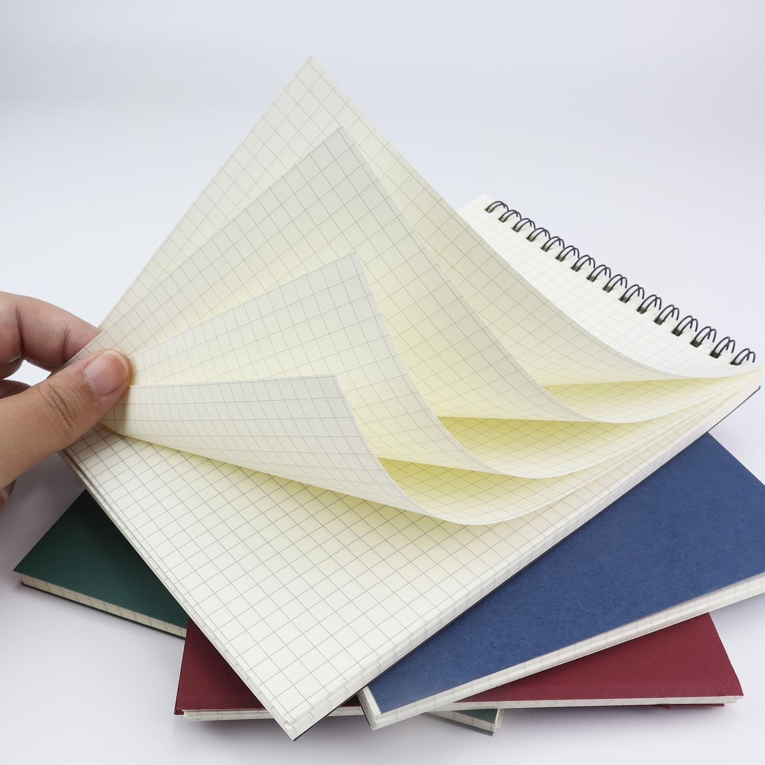 4 Pack Graph Paper Notebook, A5 Top Wirebound Grid Spiral Notebook 5.8″ x 8.3″,6