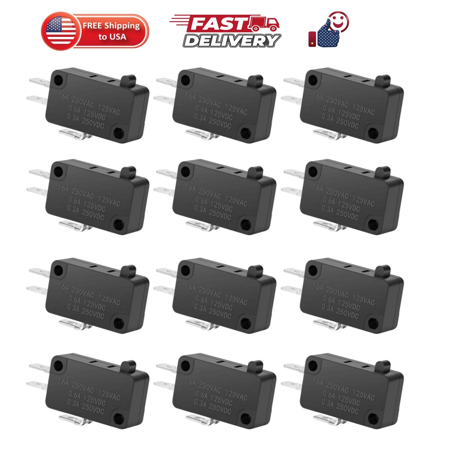 125V/250V 16A SPDT Snap Action Button Micro Limit Switch for Microwave Oven D…