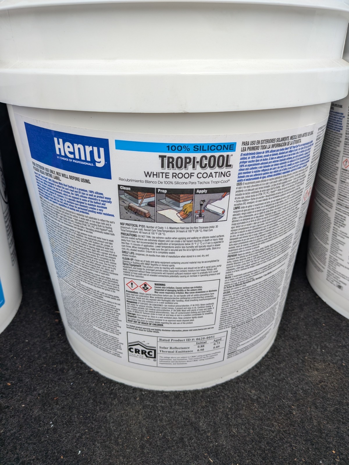 Henry Tropi-Cool 100% Silicone White Roof Coating 4.75 gal Pail, Unopened