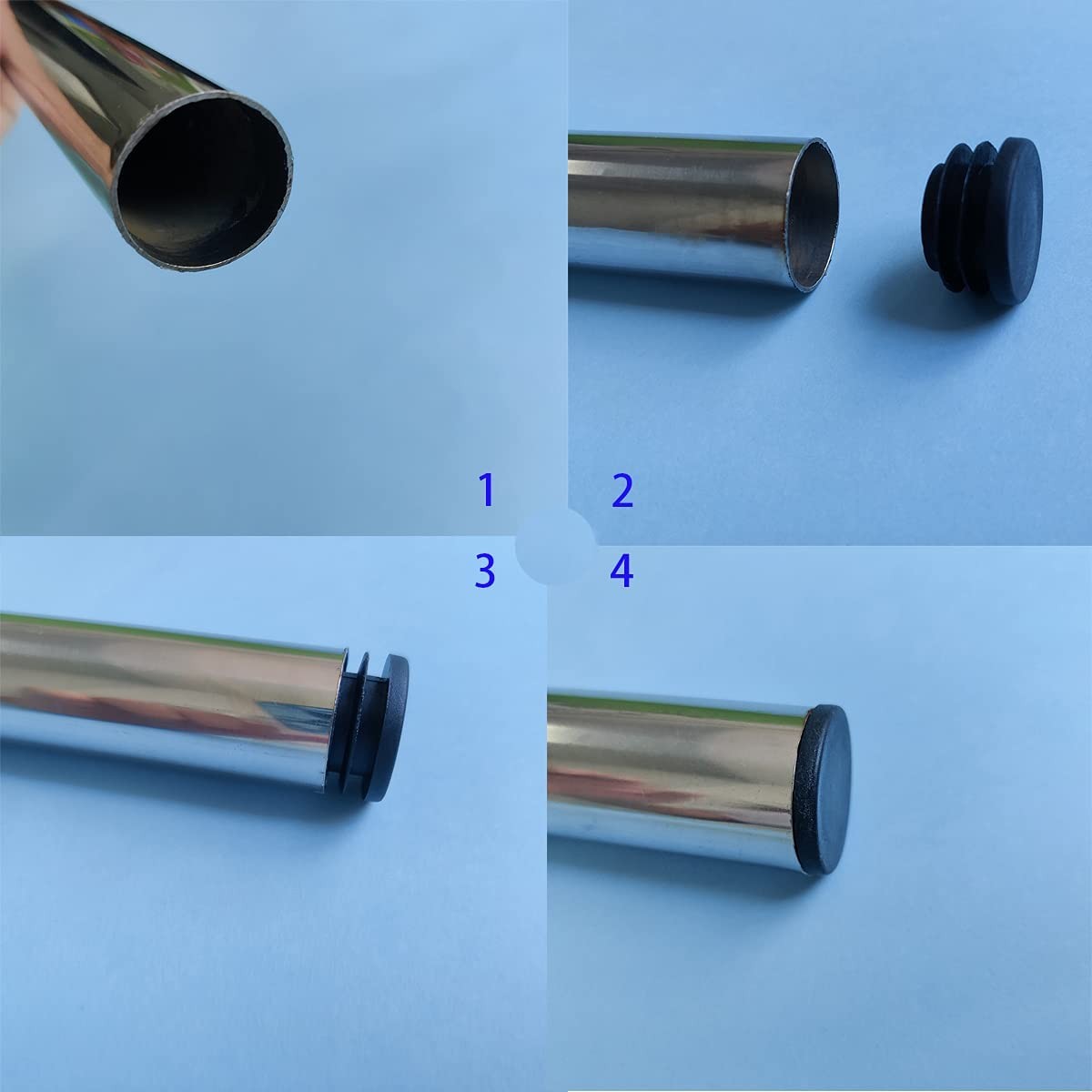 4 Pcs 50mm 2 Inch Round Plastic Plugs, Black Pipe Tubing End Cap for Round Tu…