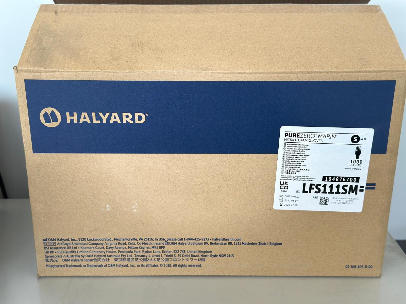 HALYARD Nitrile Exam Gloves, 9.5 Inches Length, 5 Mil, Blue Size S Case of 1000
