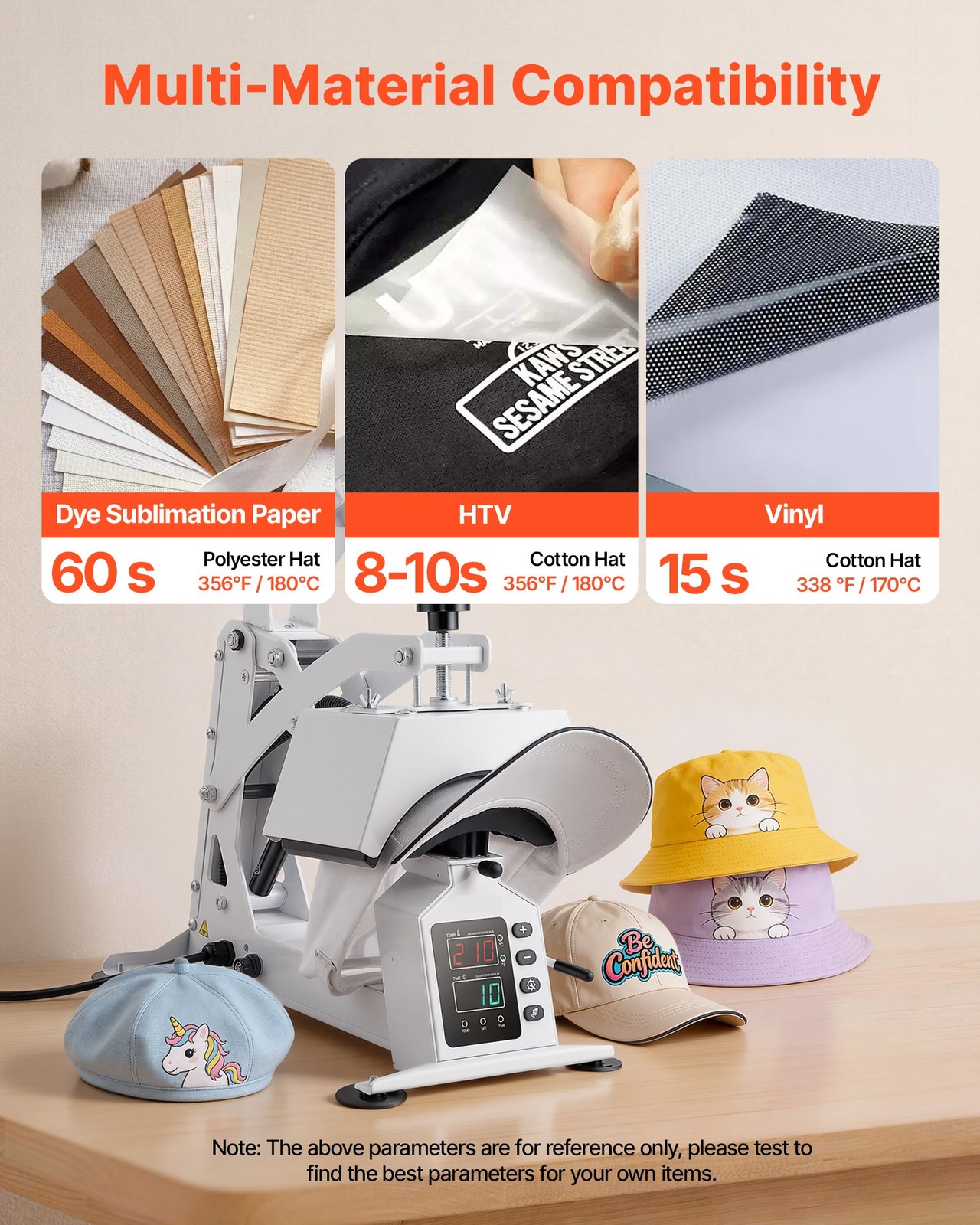 Uimoso Hat Heat Press Machine with 8.5 x 4 in Heating Plate for Caps