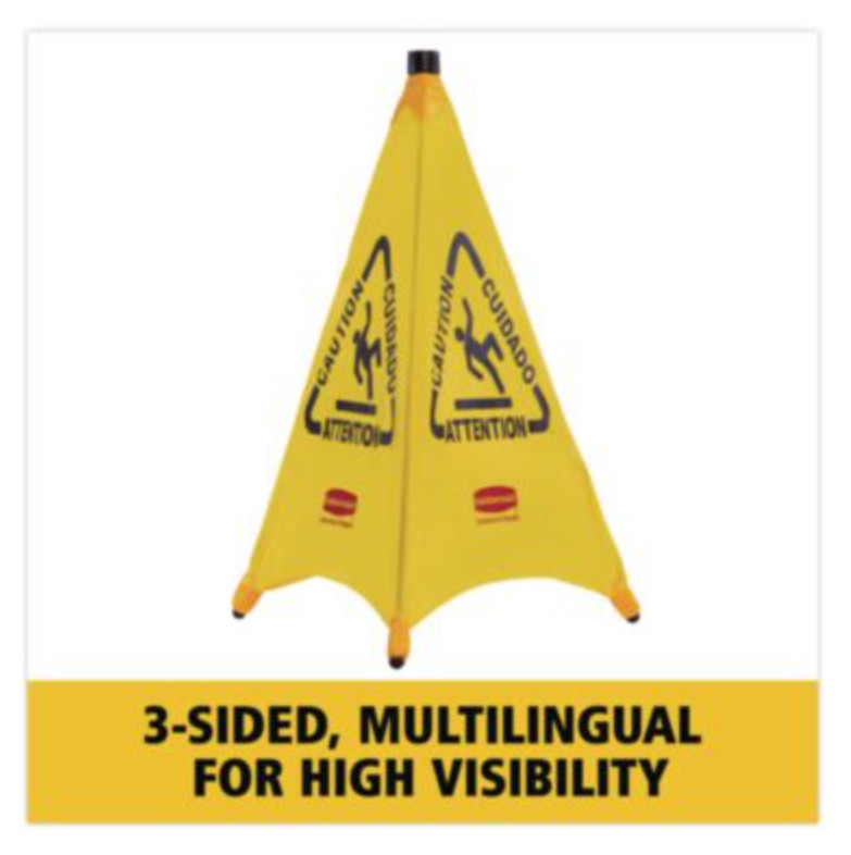 Rubbermaid Commercial 9S01 30″ Multilingual Pop-Up Wet Floor Caution Safety Cone