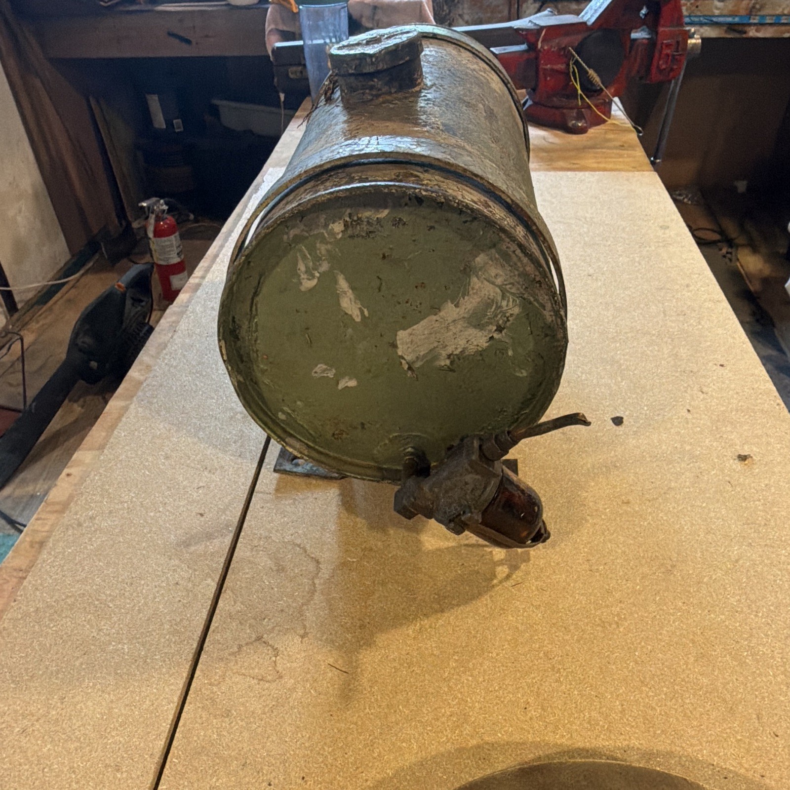 Vintage Industrial Fuel Tank With Filter 2.5 Gallon