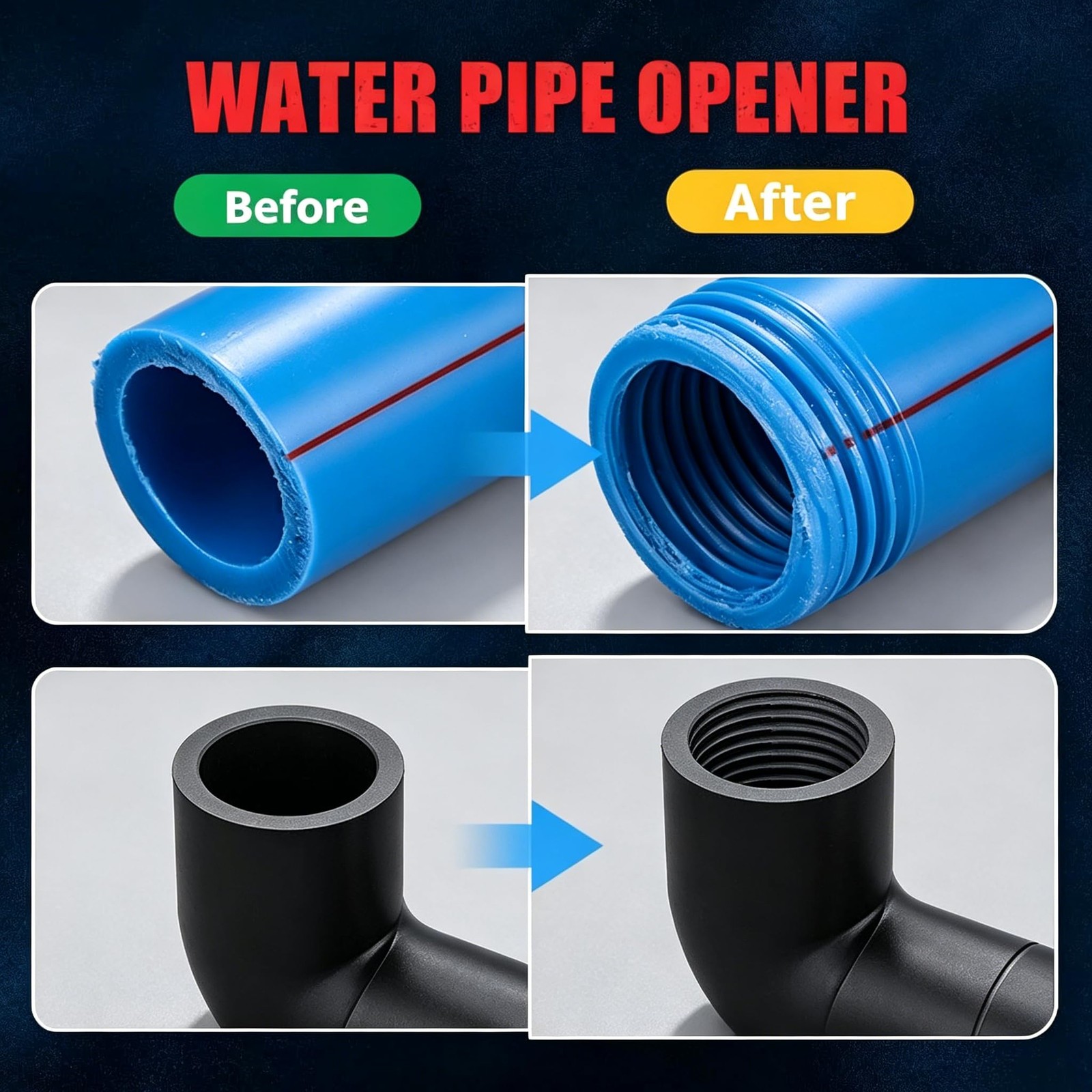 3Pcs Integrated Internal & External Pipe Threading Tool, ‎1/2″+ 3/4″+1″