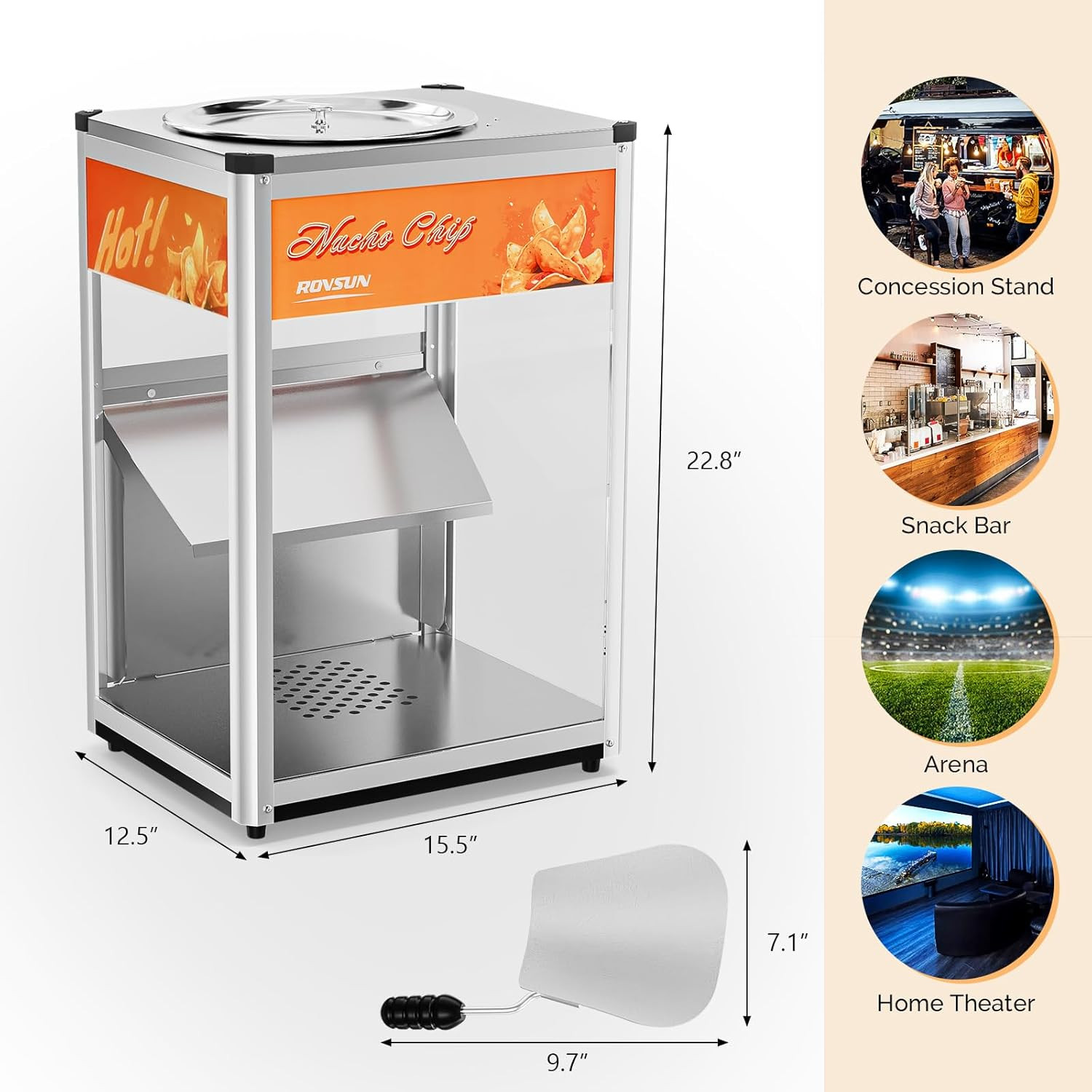 ROVSUN Nacho Chip Warmer, Nacho Machine Countertop Food Warmer Display Case with