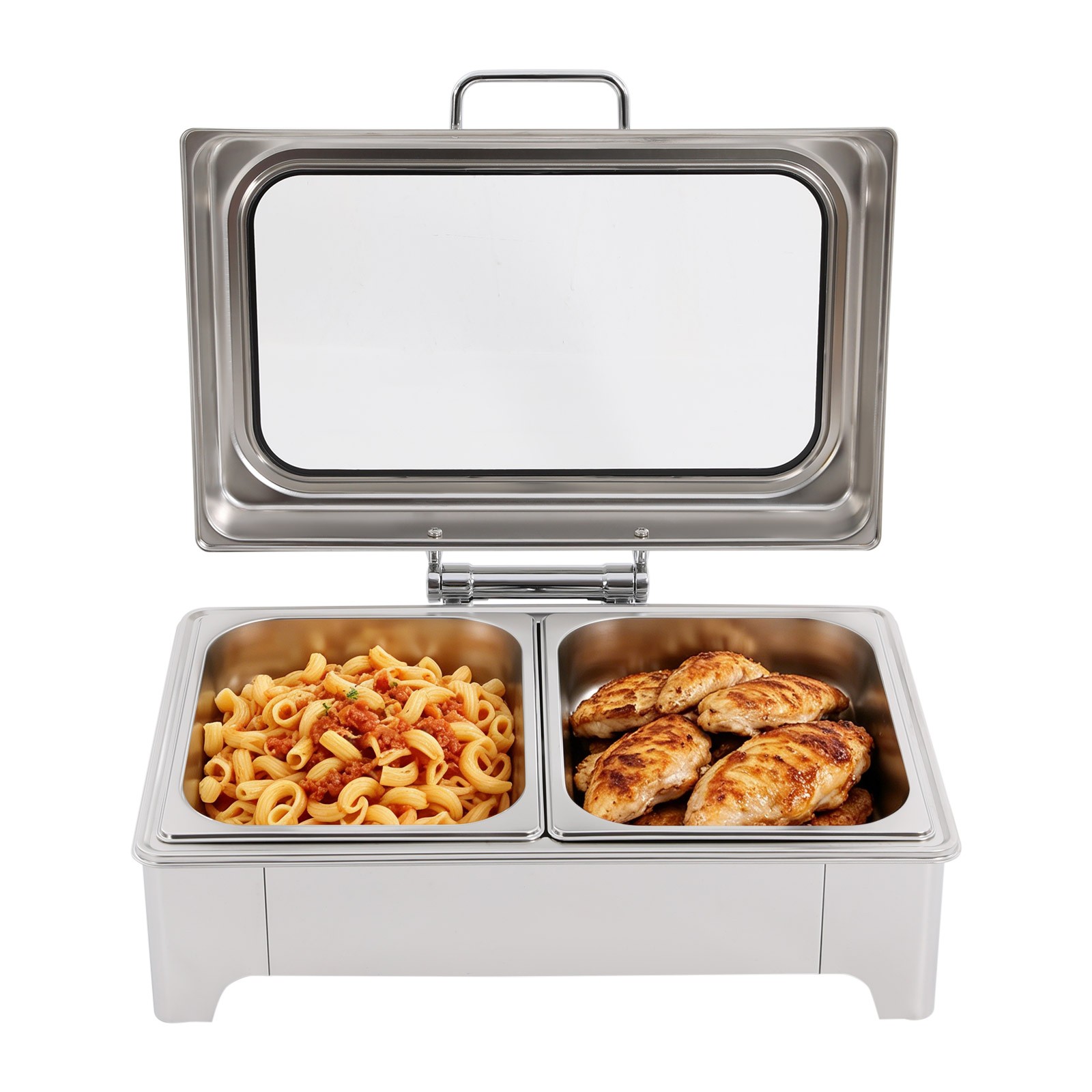 400W 9.5QT 2 Tray Stainless Steel Chafer Chafing Dish Catering Food Warmer Hotel