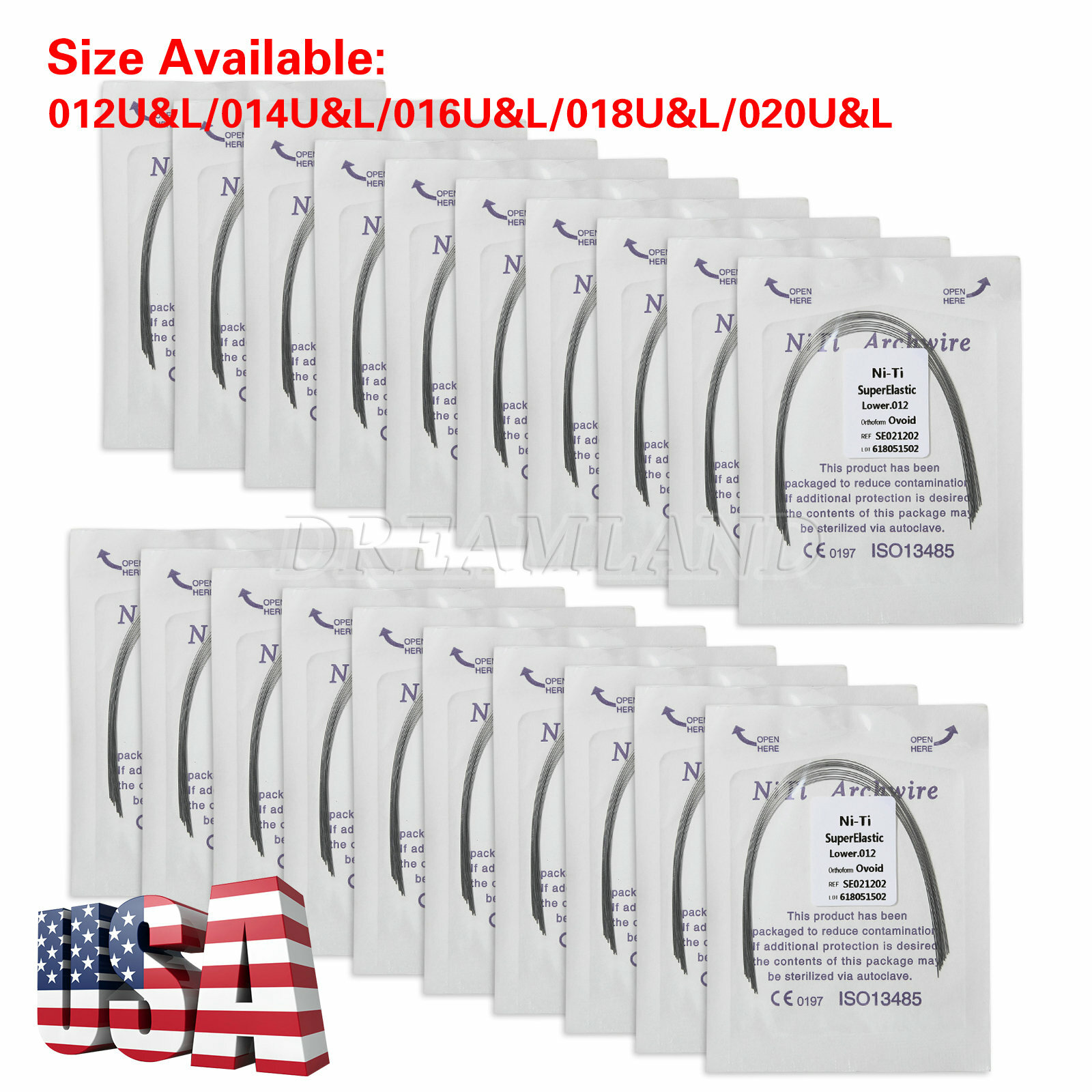 10 Bags Dental Ortho Super Elastic Niti Round Arch Wire Ovoid Form 10 Sizes