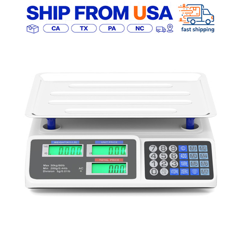 Digital Price Computing Food Scale 66lb/30kg Commercial Stainless Pan Market