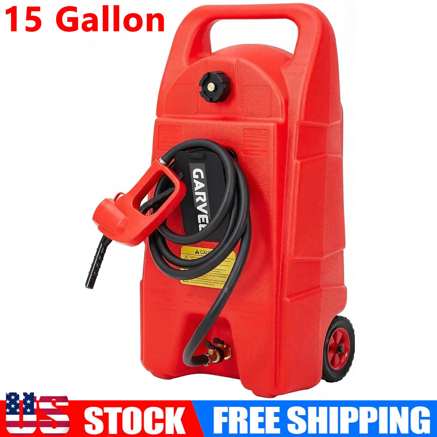 15 Gal Gas Caddy Portable Fuel Tank & Fuel Tran w/ LE Fluid Transfer Manual Pump