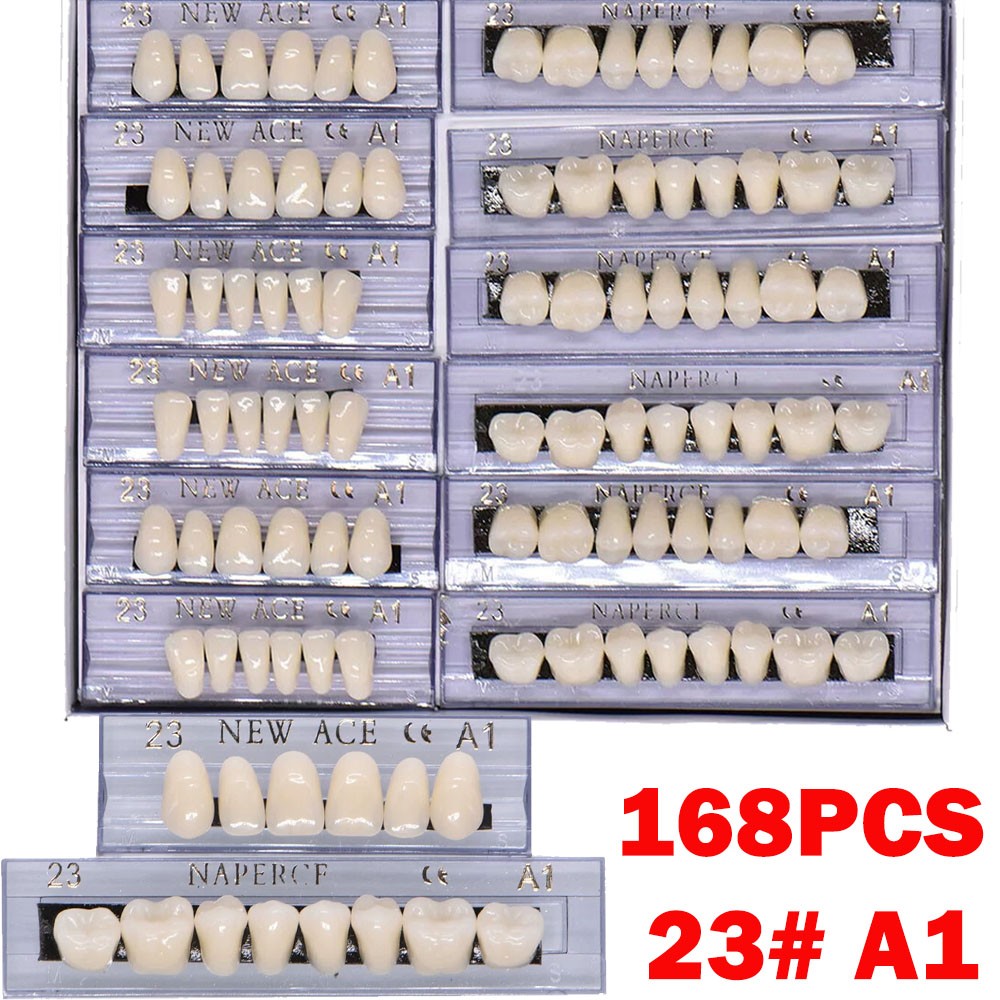 168Pc Dental Acrylic Resin False Teeth 23# Shade A1 Denture Full Upper Lower Set