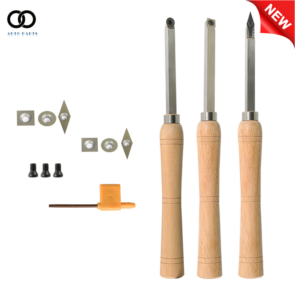 Carbide Woodturning Tool Mini Size With Comfort Grip Handles (3 Piece Set)