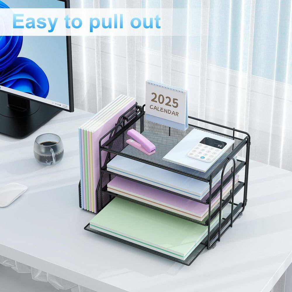 9.2 In. X 15.5 In. Black Desk Organizers and Accessories, Paper Organizer with F