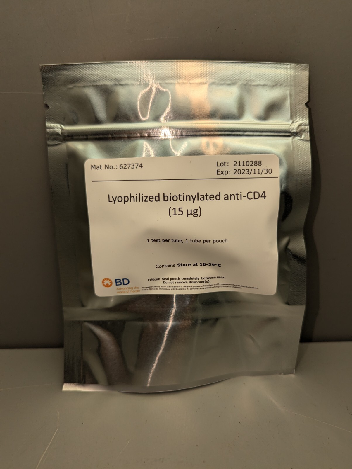 Becton Dickinson Lyophilized biotinylated anti-CD4 (15ug) # 627374