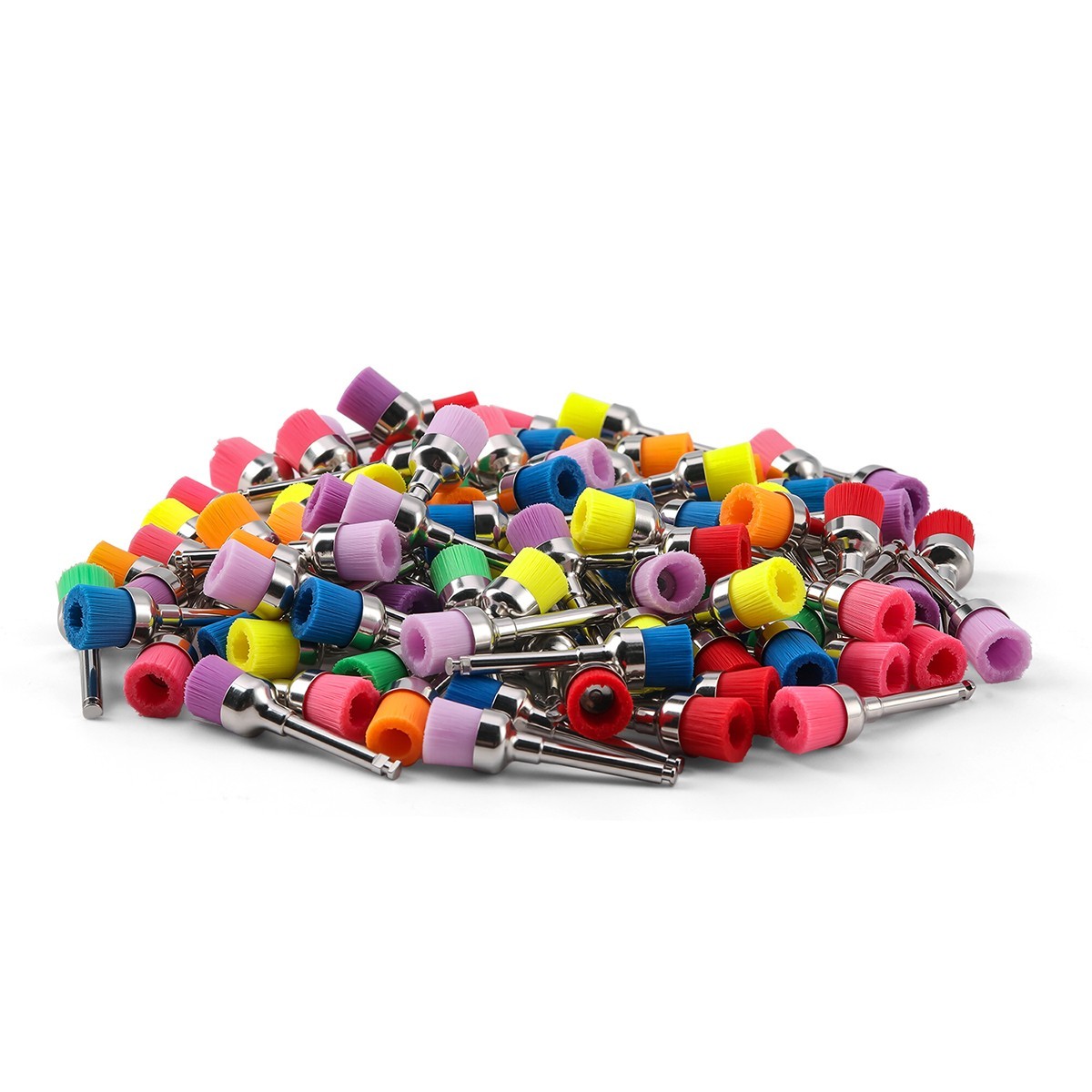 100pcs Dental Nylon Colored Soft Bowl Polishing Flat Tapere Prophy Brushes Latch