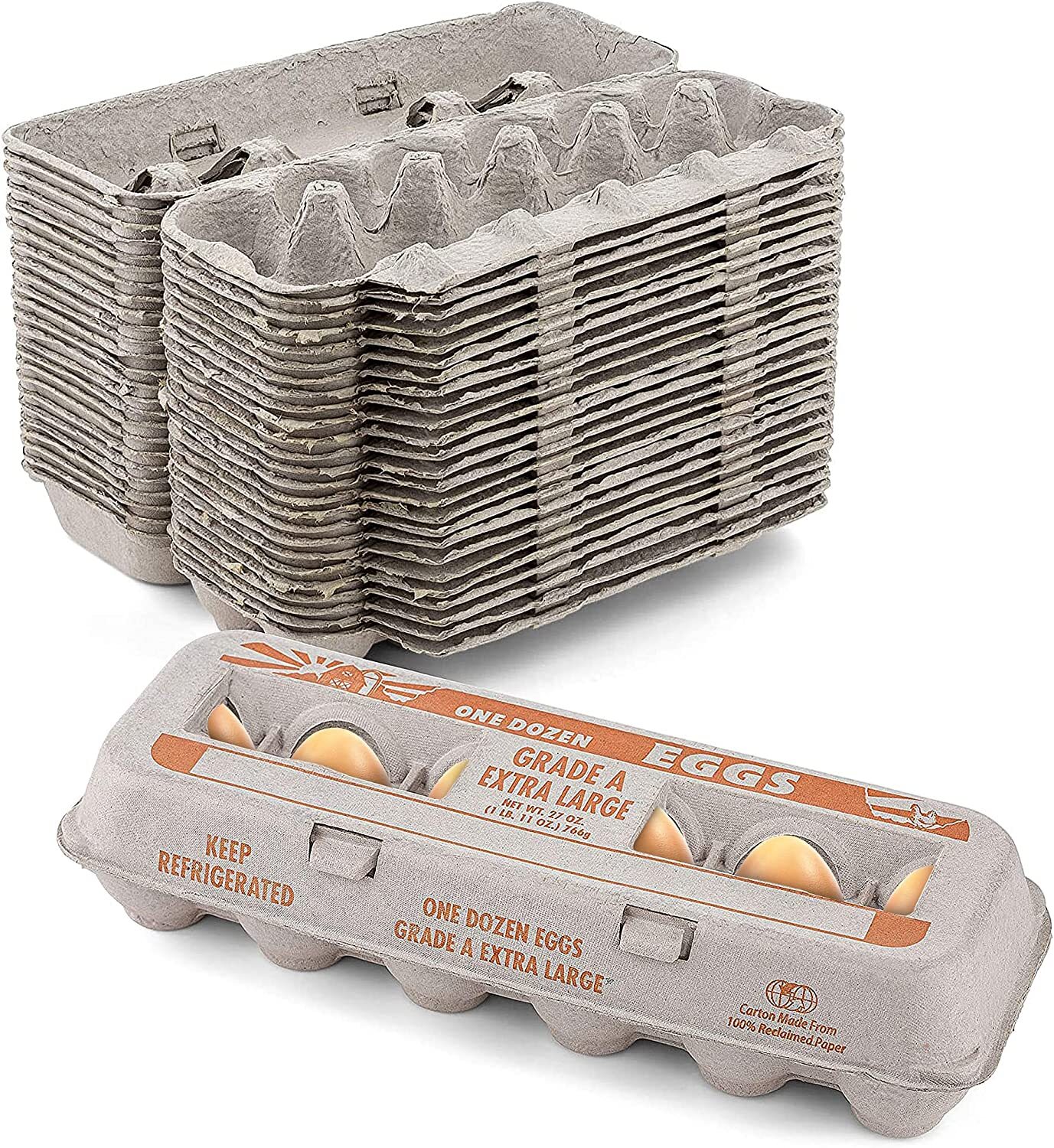 MT Products Printed XL Pulp Paper Egg Cartons Hold Eggs 12 Count – 25 Pieces