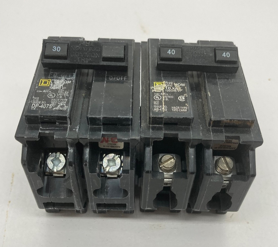 Lot Of 2 Homeline 1-HOM230 1-HOM240 2Pole 30/40 Amp 120 240V HOM Plug In Breaker