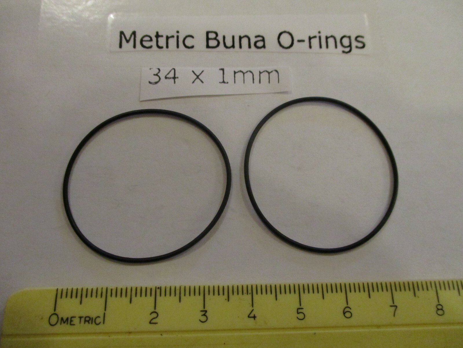 34mm ID x 36mm OD x 1mm thick O-ring. Buna-70. Quan 2..