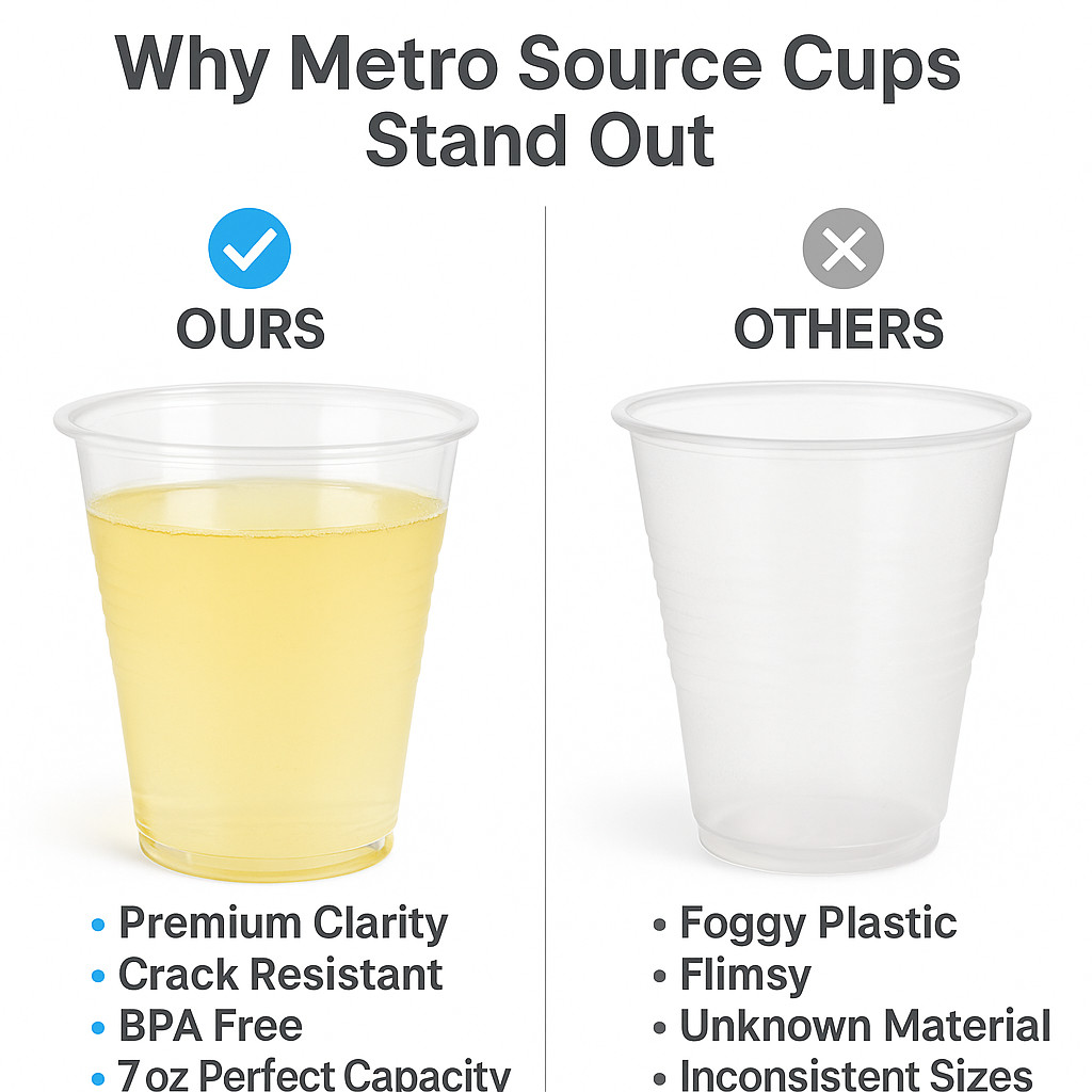 Metro Source 9 oz Clear Plastic Cups 960 Count Bulk | Durable Disposable PP Cups