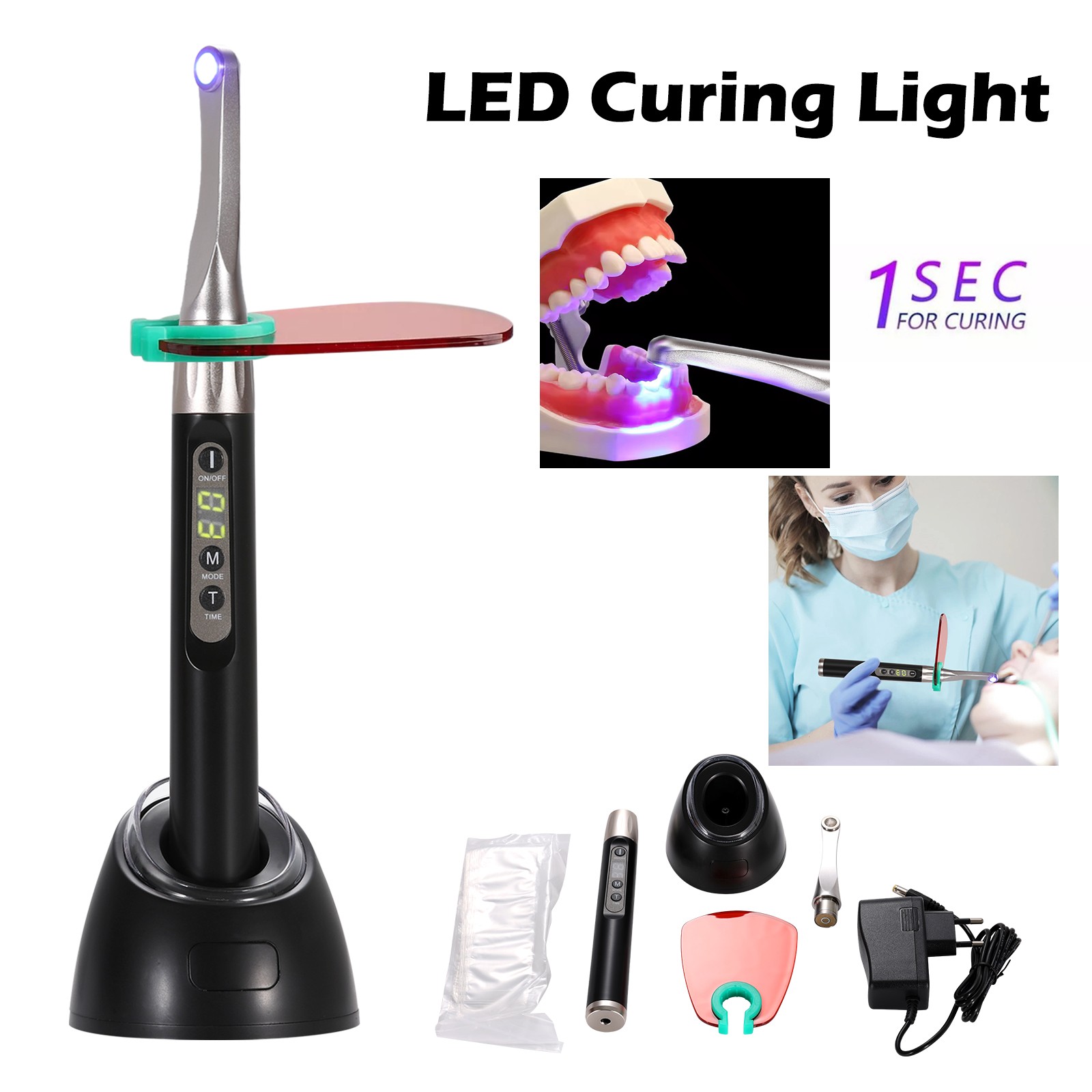 Dental LED Cure Curing Light Lamp 2000mw 5W Tool Resin Cure Wireless Cordless CE