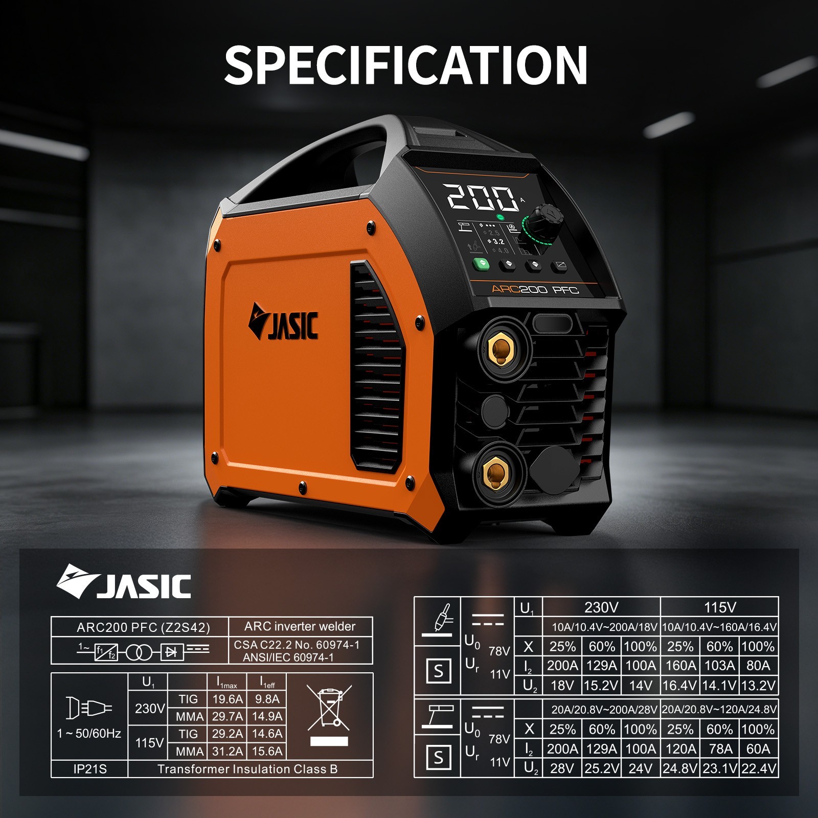JASIC ARC Welder + Plasma Cutter PFC Welding/Cutting Machine for 95-265V Voltage