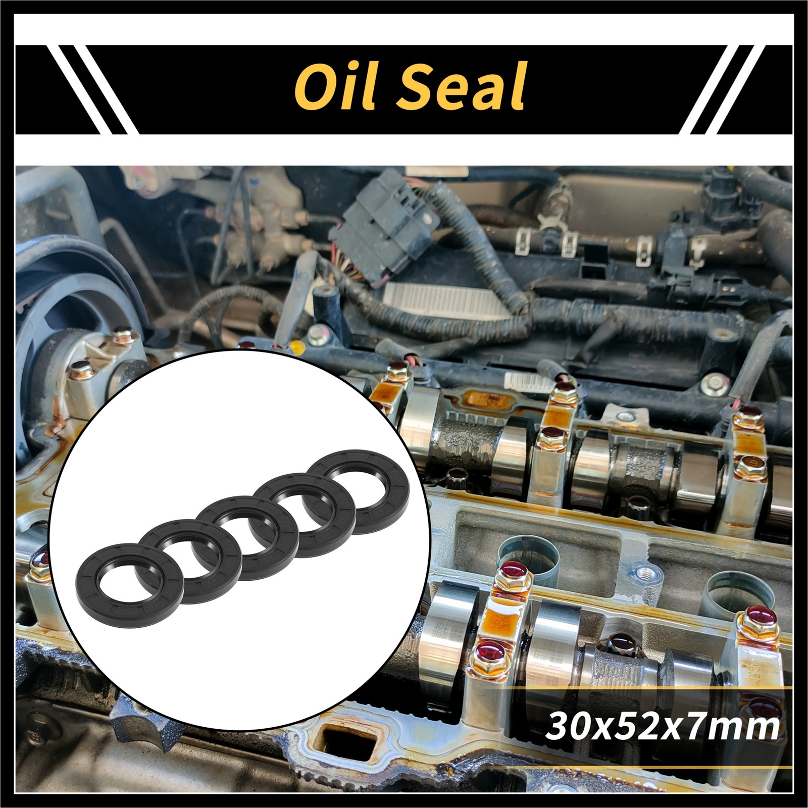 Oil Seal TC Double Lip W Steel Spring Seal Ring Rotary Shaft Seal 30x52x7mm 5pcs