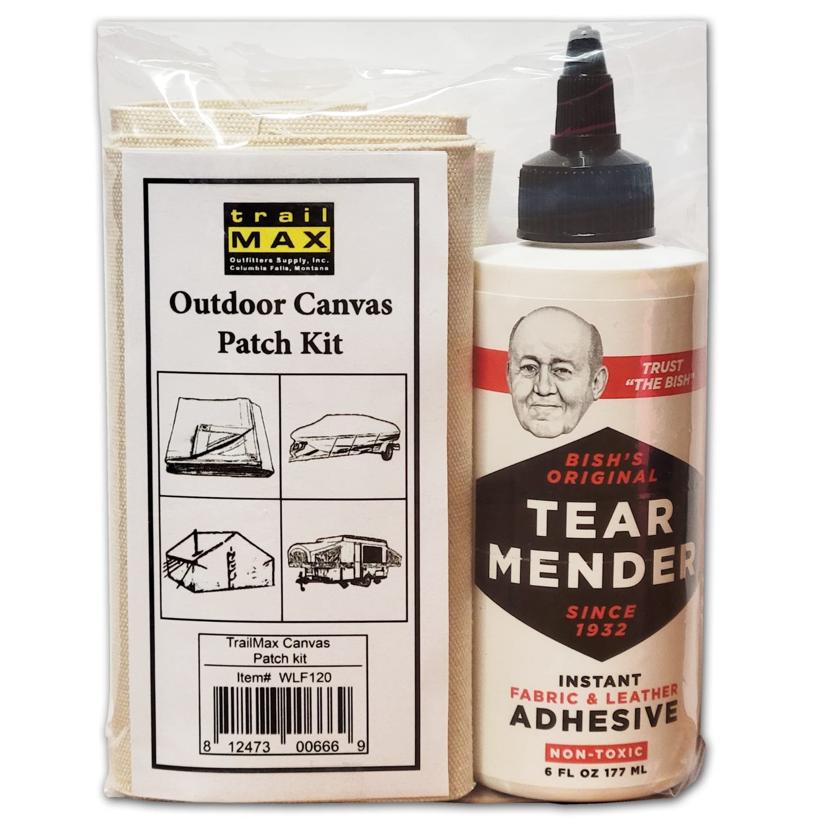 Outdoor Canvas Repair Patch Kit for Tents, Campers, Boat Covers & Tarps